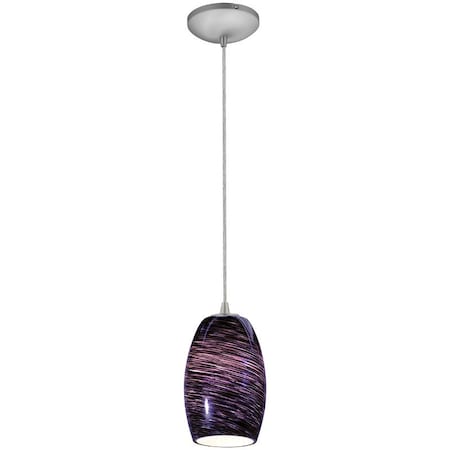 Chianti, Pendant, Brushed Steel Finish, Purple Swirl Glass